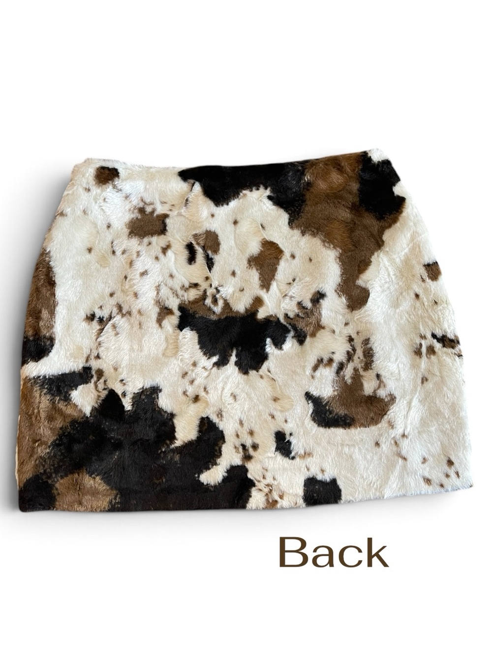 Vici Cowhide Faux Fur Mini Skirt in Black, White & Brown - Picture 4 of 9